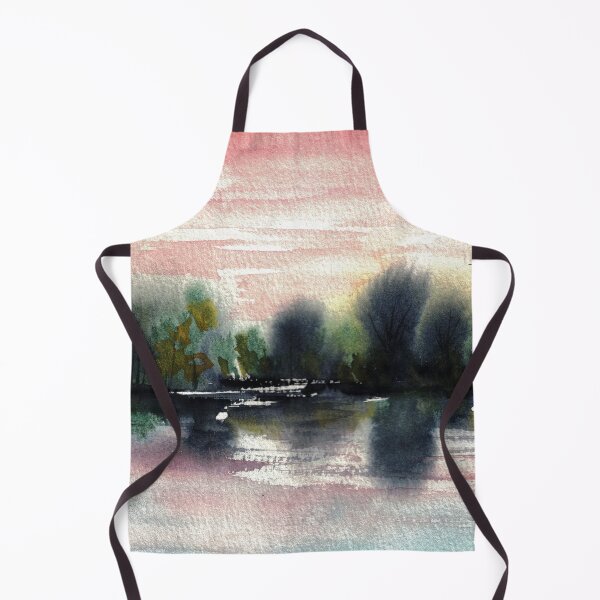 Item preview, Waterside landscape watercolor designed and sold by The kitschy Citrus.