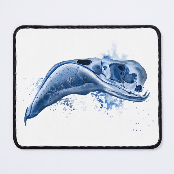 Item preview, Watercolor Flamingo Skull (Delft Blue) designed and sold by fuzzytooth.