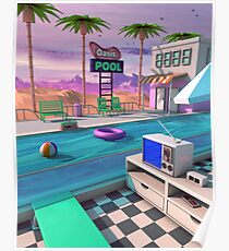 Póster Piscina Oasis de los 80