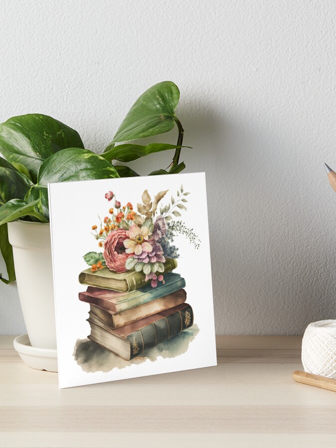 Organic Bookish Decor: with Books and Plants | Photographic Print