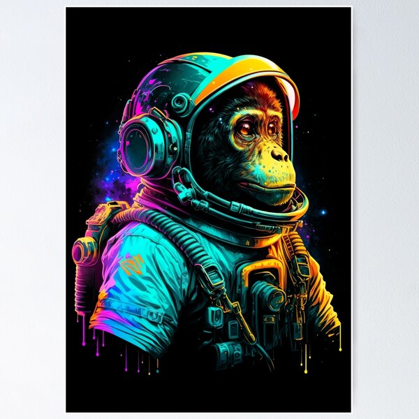 Pintura de mono astronauta de la galaxia · Creative Fabrica