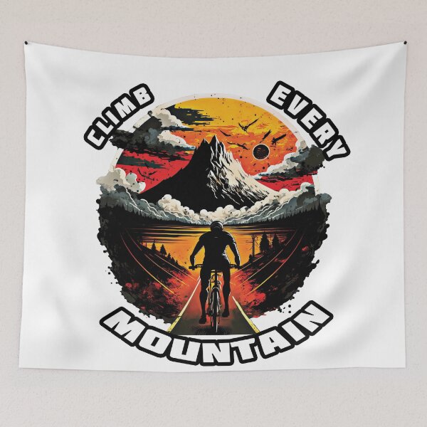 Item preview, Climb Every Mountain Motivational Cycling Sunset Artwork designed and sold by CaseHavenDesign.