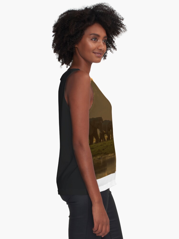 Thumbnail 2 of 6, Sleeveless Top, Elephants in the Dusk designed and sold by Puttaswamy Ravishankar.