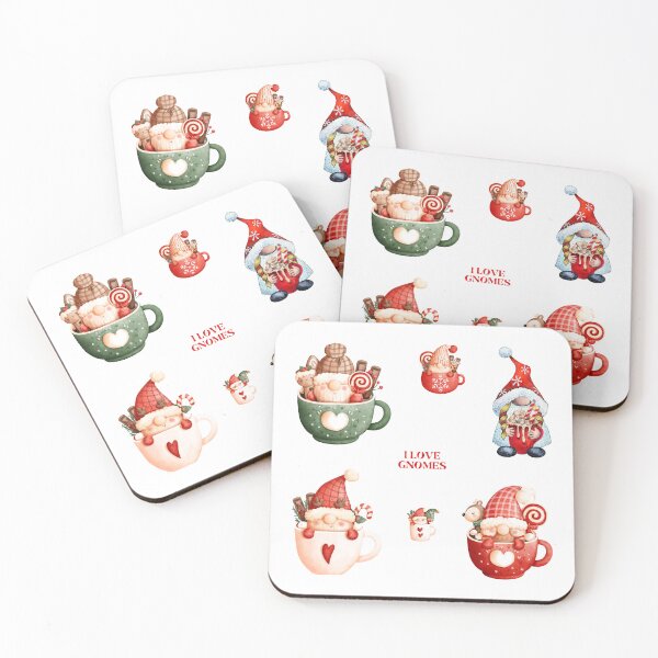 Item preview, Merry Christmas gnomes in cups marshmallow smores choclate stickers pack designed and sold by ZoesAttic.