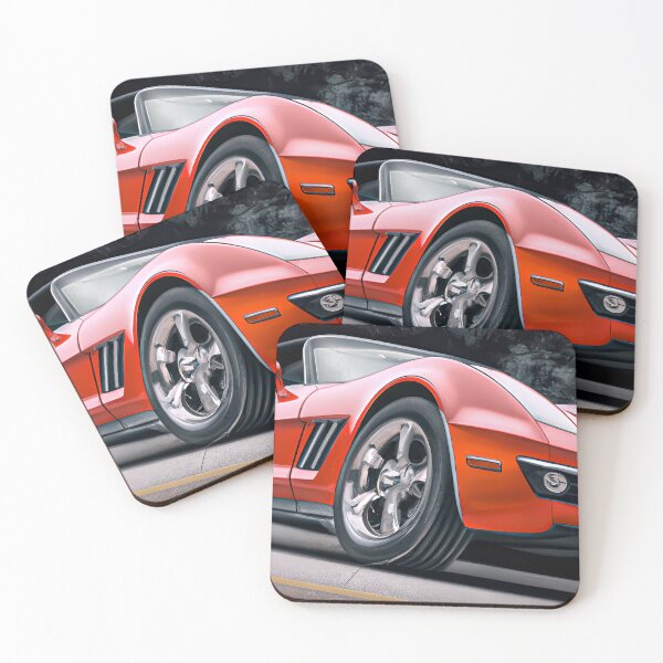 Item preview, American sports car, auto, vintage, youngtimer, V8 engine, fiberglass, carbon, two-seater, classic, red black designed and sold by pixelatedworld.