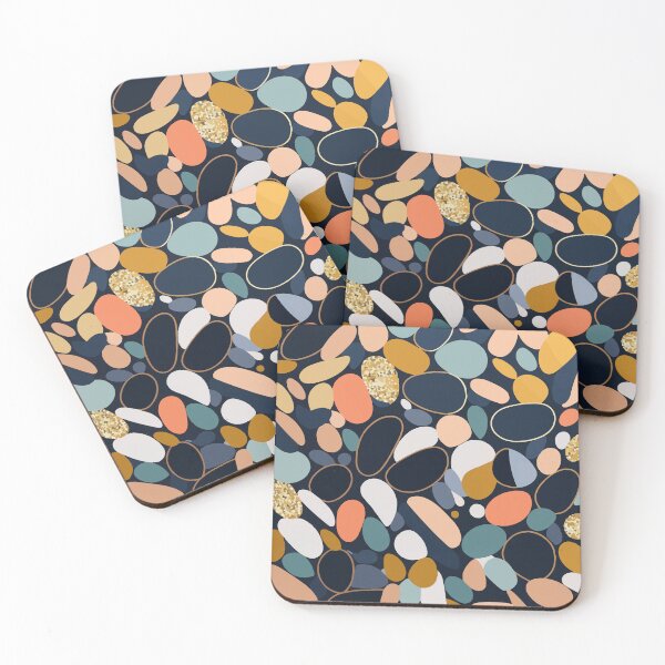 Item preview, Dark Navy and Gold Abstract Terrazzo Pattern designed and sold by Thread Bubbler.