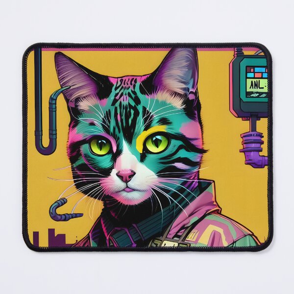 Item preview, Cyberpunk Cat - Modern Digital Art designed and sold by Ai-michiart.