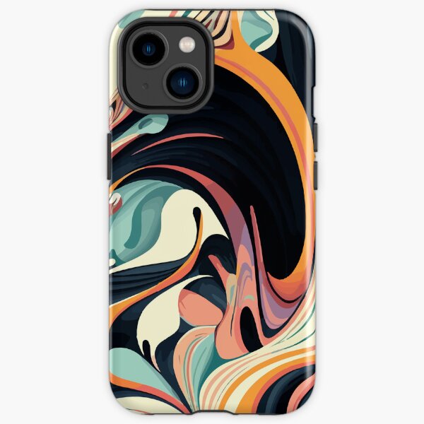 Orange, Navy and Pink Trippy Swirly Marbled Design iPhone Tough Case