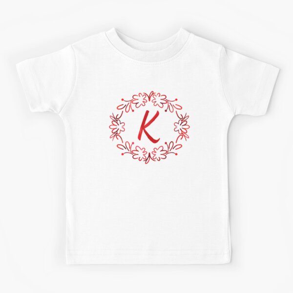 Item preview, K alphabet red color floral Monogram - letter k  / initial K designed and sold by stayartsy07.