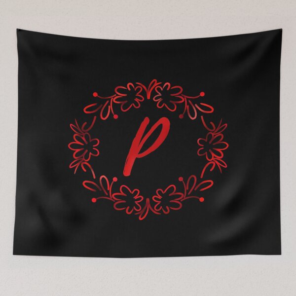 Item preview, P alphabet red color floral Monogram - letter P / initial P designed and sold by stayartsy07.