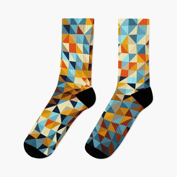 Item preview, Bold Orange and Blue Geometric Mosaic Design designed and sold by Thread Bubbler.