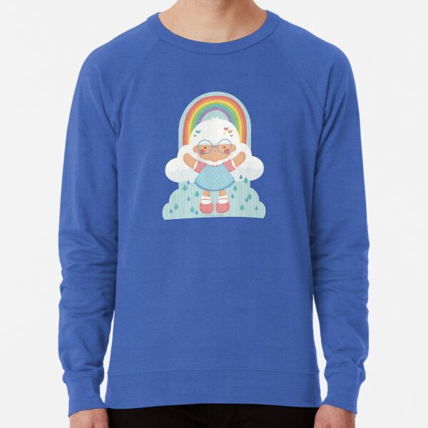 Raincloud Hair Rainbow Raindrop Pastel Heart Glasses Girl Lightweight Sweatshirt