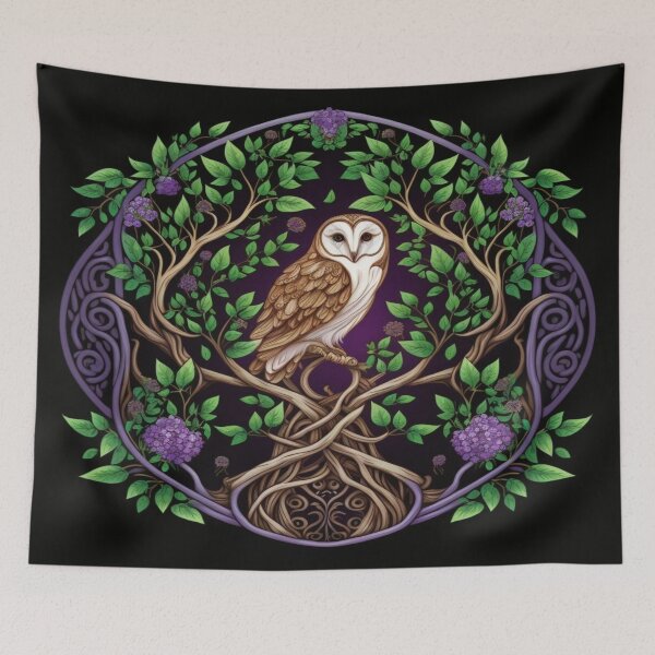 Item preview, Knotwork Barn Owl in Tree designed and sold by NightWispStudio.