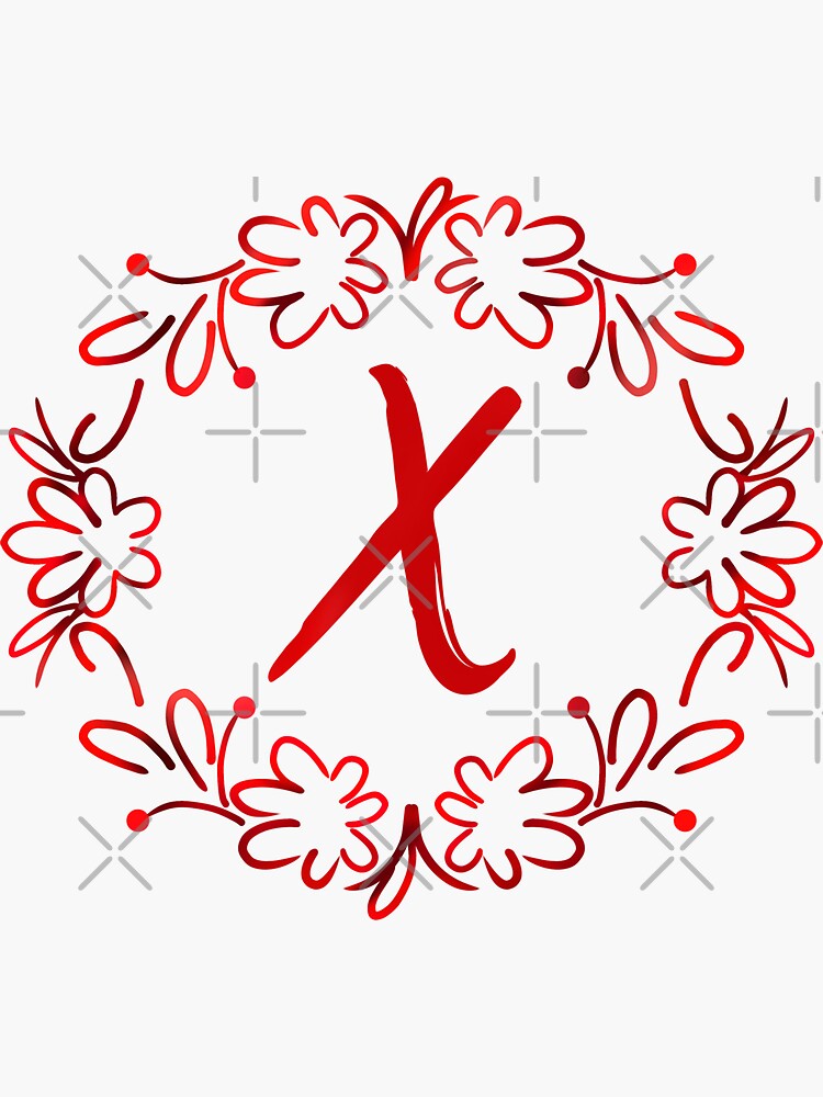  VEHFA Red Monogram Letter X with Red Floral Shower