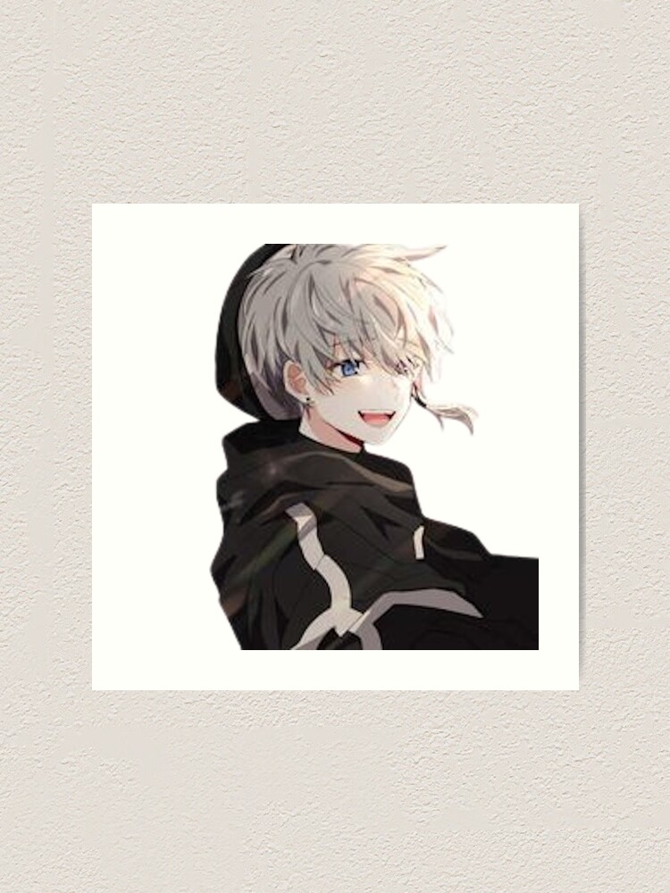 White Haired Boy Anime Drawing Print Cute Anime Boy 