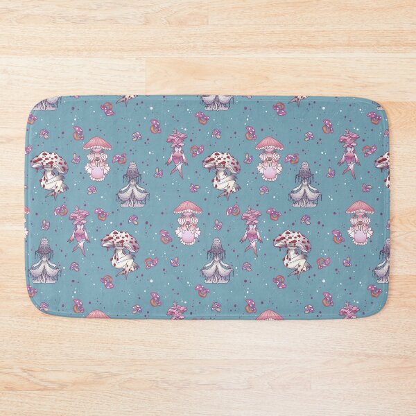 Item preview, Mushroom Pattern | Blue Background  designed and sold by TinyKatCreative.