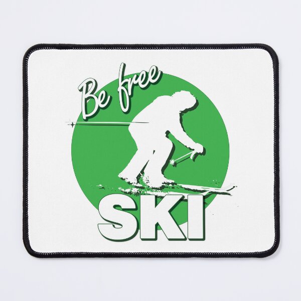 Item preview, Be Free Ski White Text Quote with White Downhill Alpine Skier Silhouette on Ski Level Beginner Green Circle designed and sold by Karen McFarland.