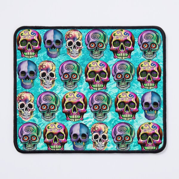 Item preview,  COLORFUL  SKULL PATTERNS - TURQUOISE BACKGROUND  designed and sold by DanaMire.