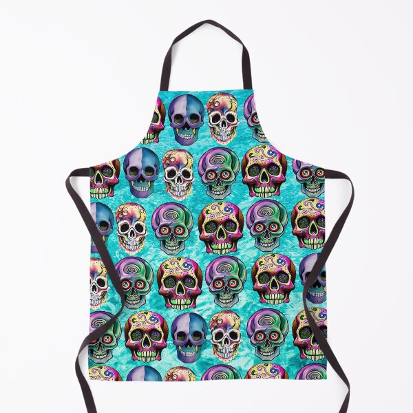 Item preview, COLORFUL SKULL PATTERNS - TURQUOISE BACKGROUND designed and sold by DanaMire.