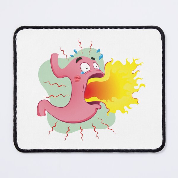 Item preview, Stomach mascot with heartburn and burning. Anatomy and symptom. Ideal for training and education materials designed and sold by LucianoCosmo.