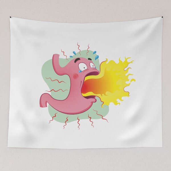 Item preview, Stomach mascot with heartburn and burning. Anatomy and symptom. Ideal for training and education materials designed and sold by LucianoCosmo.