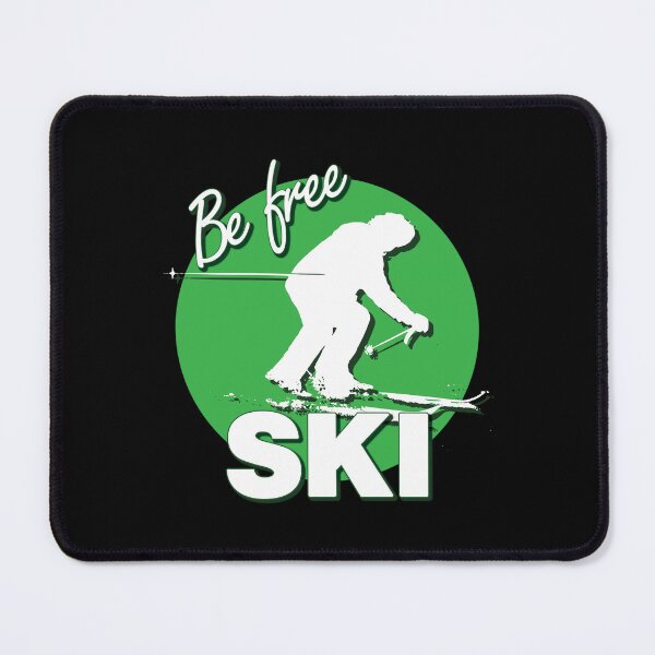 Item preview, Be Free Ski White Text Quote with White Downhill Alpine Skier Silhouette on Ski Level Beginner Green Circle designed and sold by Karen McFarland.
