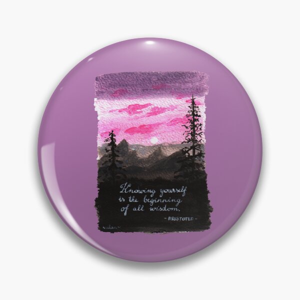 Item preview, Quote Card #13 - Knowing yourself is the beginning of all wisdom. - Aristotle quote with pink sunset illustration designed and sold by WordsOf--Wisdom.