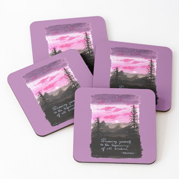 Item preview, Quote Card #13 - Knowing yourself is the beginning of all wisdom. - Aristotle quote with pink sunset illustration designed and sold by WordsOf--Wisdom.