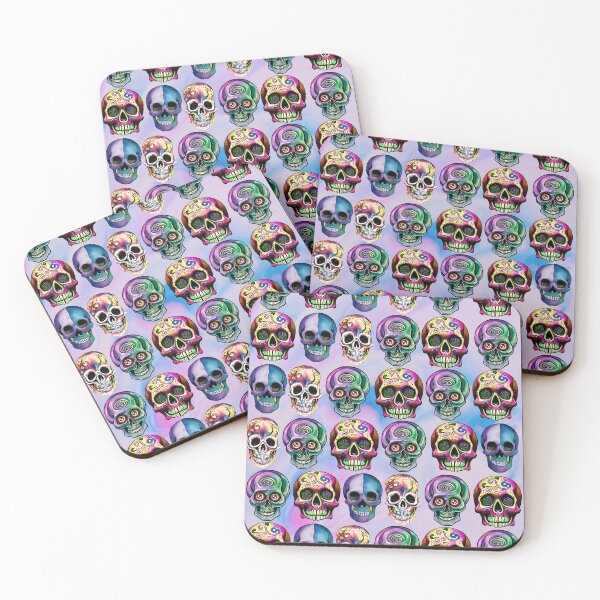Item preview,  COLORFUL  SKULL PATTERNS - SWIRLY BLUE AND PINK  designed and sold by DanaMire.
