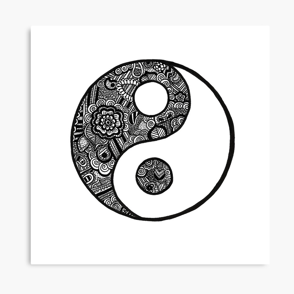 Lienzo «Dibujo a mano alzada de Yin y Yang» de catterinaw | Redbubble