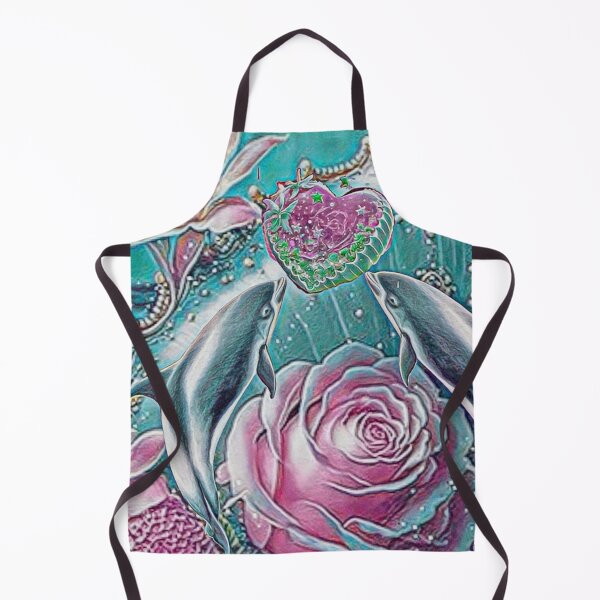 Item preview, Dolphin drawing with heart and flowers designed and sold by Minddey.