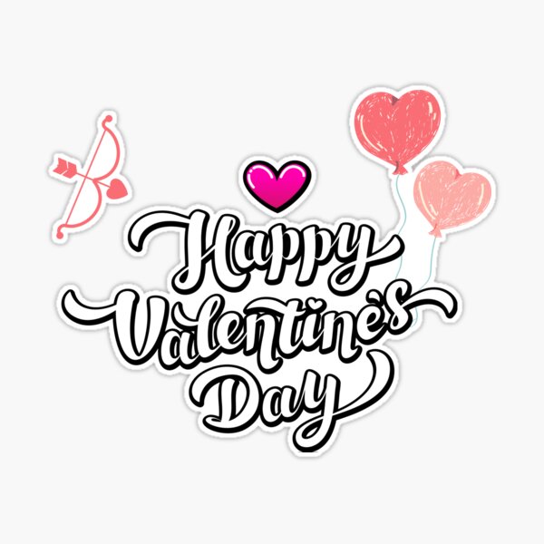 Happy Valentines Day Card Digital Download Romantic Love Clipart Swirly  Script Love Message 