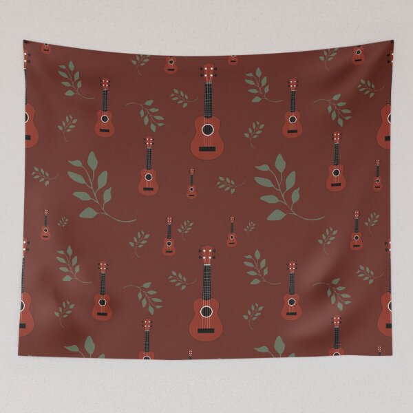 Item preview, Ukulele pattern with leaves - brown - ukulele designed and sold by piesdesignart.