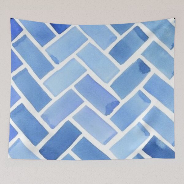 Item preview, Blue and white Brick Wall designed and sold by ZedColors.