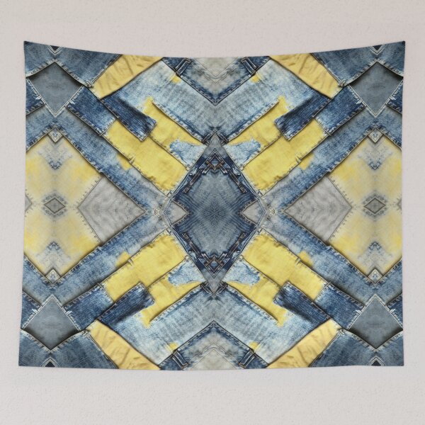 Item preview, Yellow Folded Acid Wash Stretch Denim designed and sold by weirdAffect.