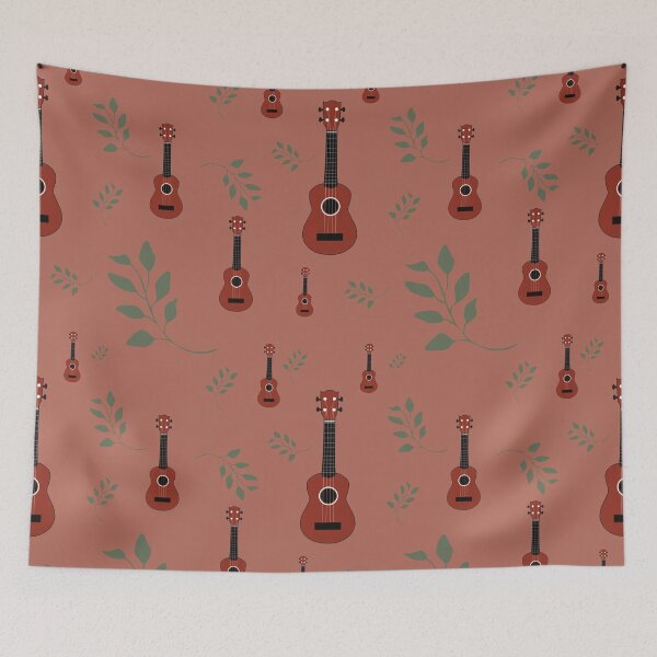 Item preview, Ukulele pattern with leaves - red brown - ukulele designed and sold by piesdesignart.