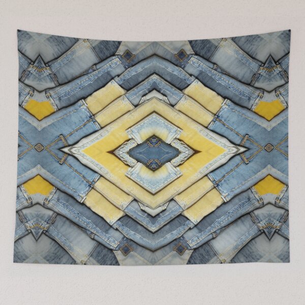 Item preview, Bleached Yellow Folded Acid Wash Stretch Denim designed and sold by weirdAffect.