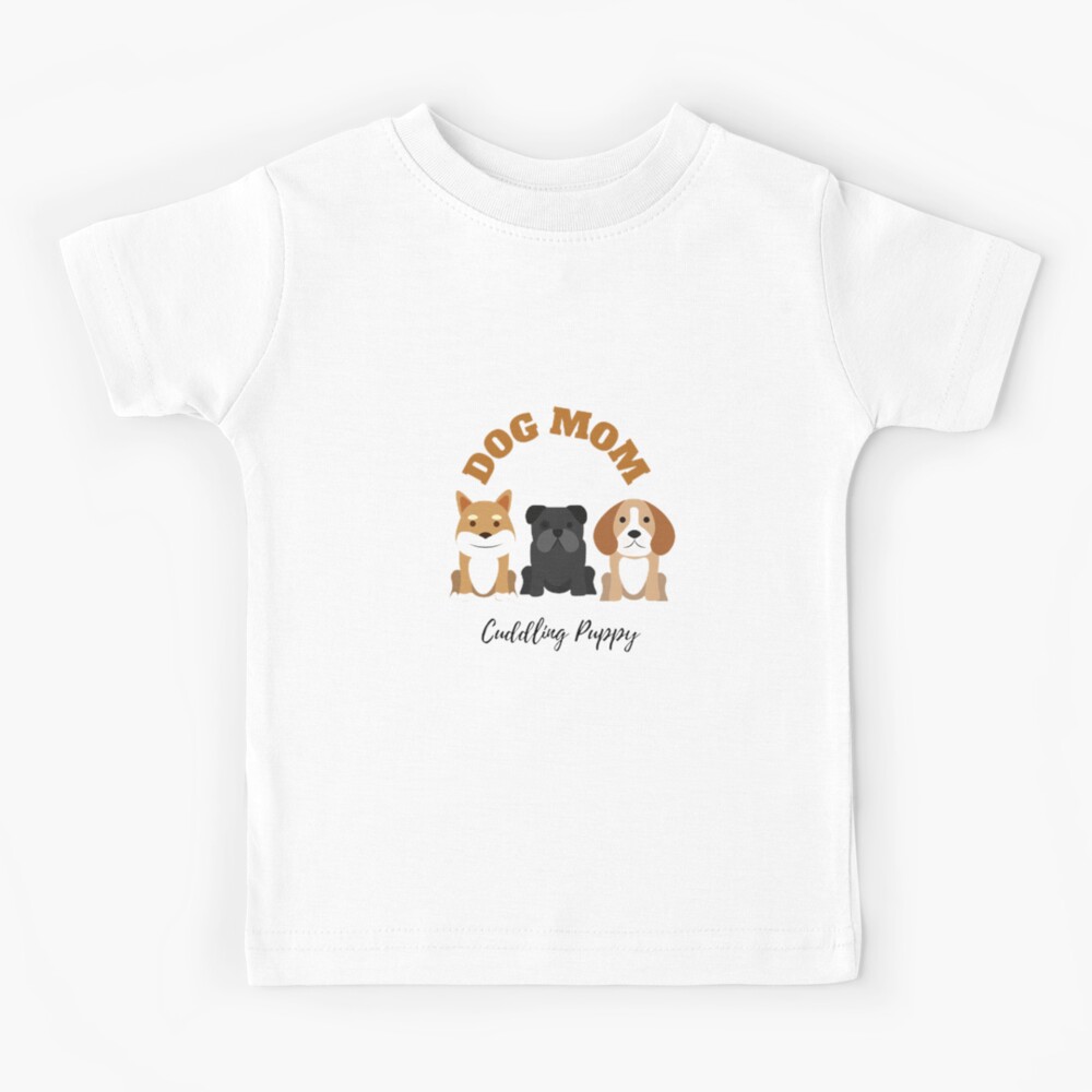 Dog Mom Cuddling Puppy Dog Head Graphic Kids T-Shirt for Sale by MobbJTees