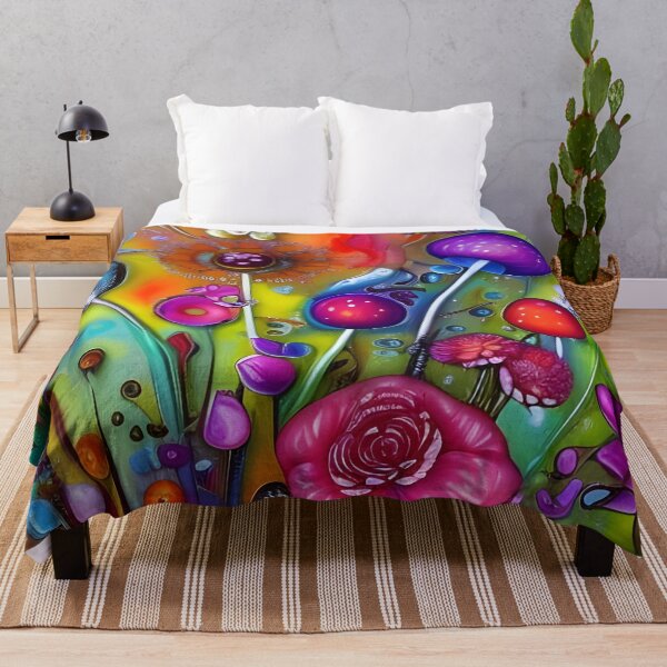Item preview, Mushrooms and flowers, colorful painting designed and sold by REALDesign-Shop.