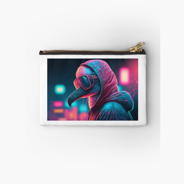 Item preview, Cool retrowave flamingo portrait designed and sold by NextGenMerch.