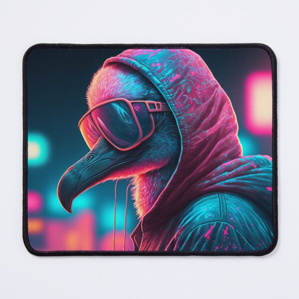 Item preview, Cool retrowave flamingo portrait designed and sold by NextGenMerch.