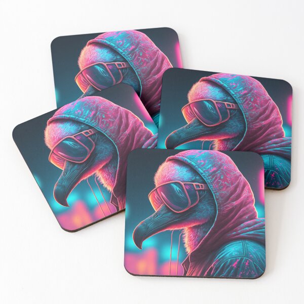 Item preview, Cool retrowave flamingo portrait designed and sold by NextGenMerch.