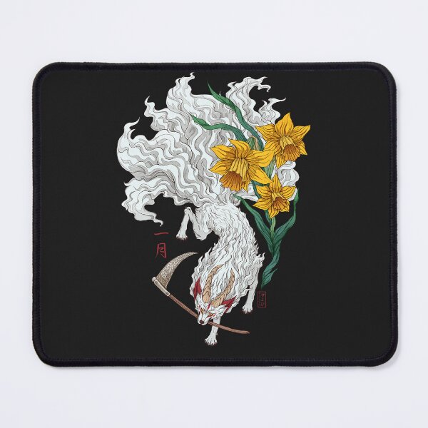 Item preview, Japanese kitsune fox aries horoscope astrology january daffodil designed and sold by Kayobiart.