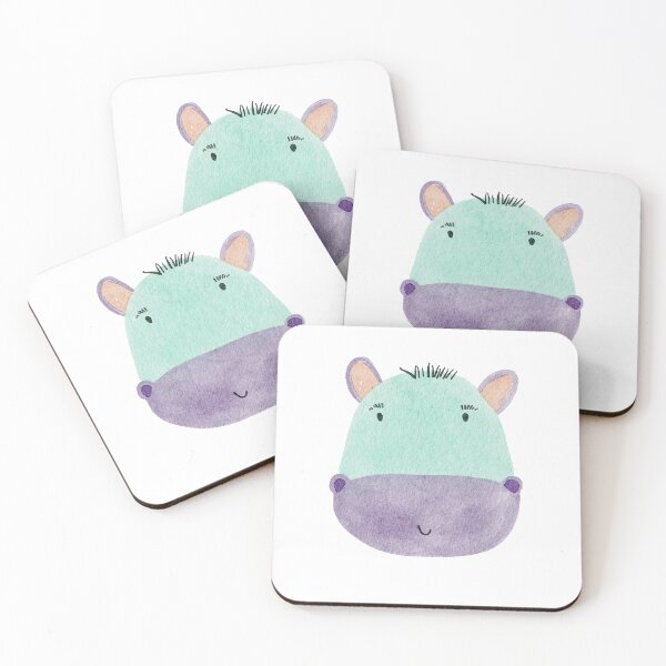 Item preview, Hipopótamo Hipopótamo Púrpura Turquesa Acuarela Niños lindos Diseño Bebé Hermano Hermana designed and sold by DOM-Shop.