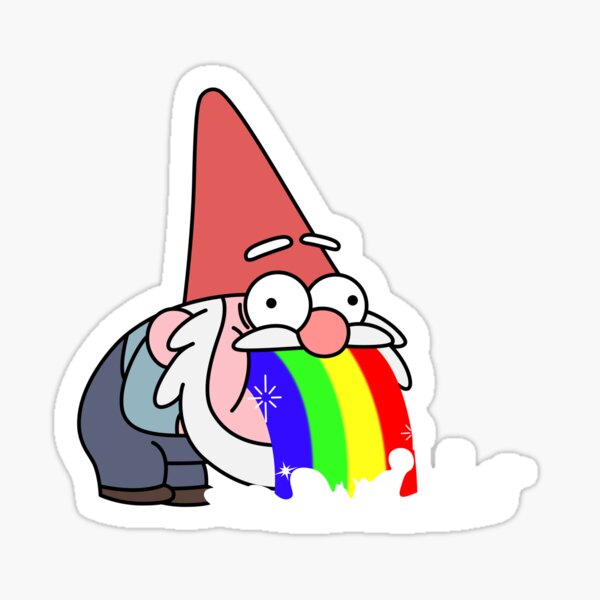 Puking Gnome Stickers Redbubble - off roblox gravity falls