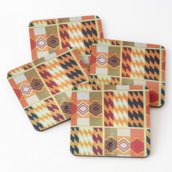 Item preview, Colourful orange and black kente  print designed and sold by textileprint.