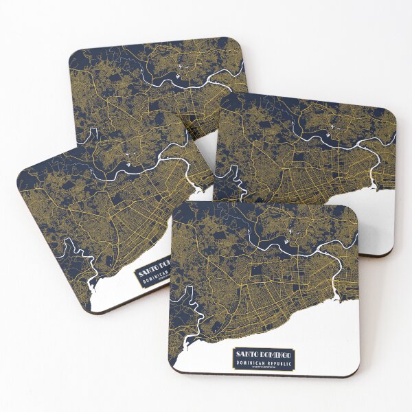 Item preview, Santo Domingo City Map of Dominican Republic - Gold Art Deco designed and sold by deMAP.