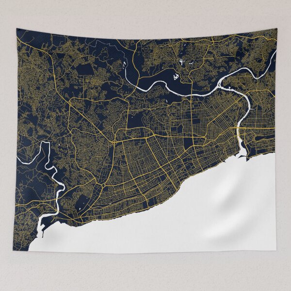 Item preview, Santo Domingo City Map of Dominican Republic - Gold Art Deco designed and sold by deMAP.