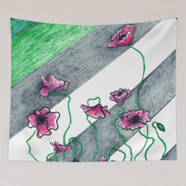 Item preview, Poppies and Diagonal Stripes designed and sold by Nalinne Jones.