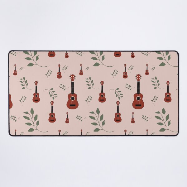 Vista previa del artículo con la obra «Patrón de ukelele con hojas - rosa - ukelele», diseñado y vendido por piesdesignart.